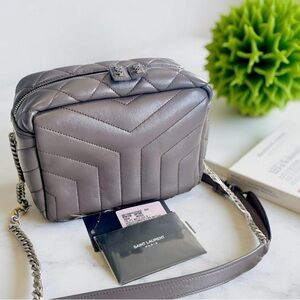 Yves Saint Laurent Loul Leather Shoulder Bag Gray